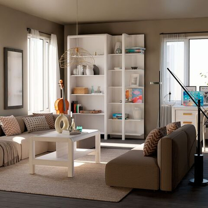 Журнальный столик с полкой Мадейра 90х50х58 см из массива сосны в стиле лофт, белый