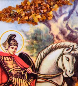 AMB-51/12 Икона «Архангел Михаил» (с янтарной крошкой) дер.рамка 21х30