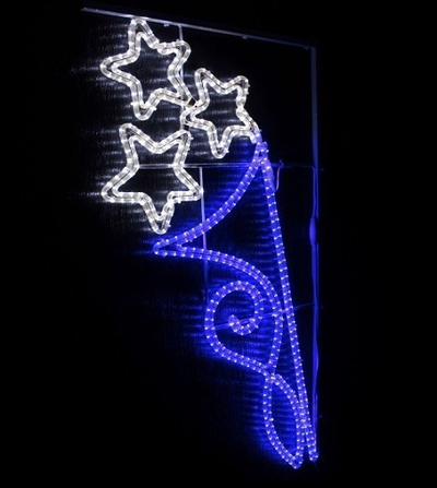 Светодиодная консоль "Фейерверк 3 звезды" бело-синяя 150*87 см