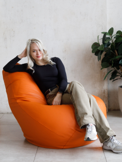 Кресло Мешок Груша Оранжевая ЭкоКожа (3XL, Классический)