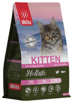 Сухой корм для кошек Blitz Holistic Turkey & Fish Kitten для котят беременных и кормящих кошек, индейка и рыба 5 кг