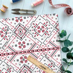 Ткань муслин крупная редкая славянская вышивка на рубахе