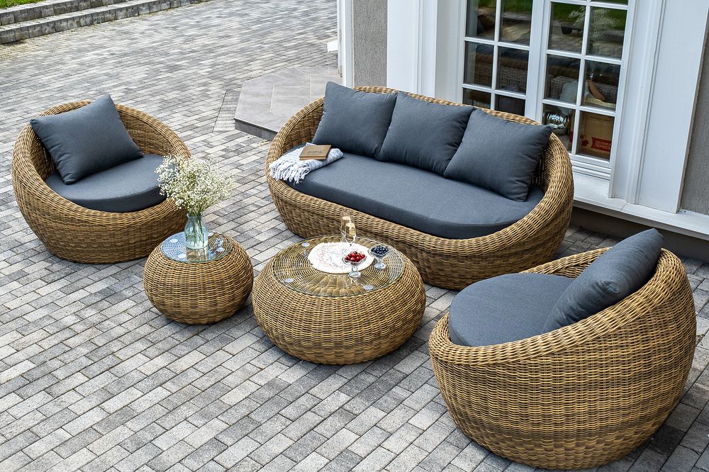 "Барселона" лаунж-зона из искусственного ротанга, цвет соломенный