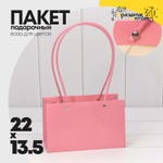 Пакет подарочный 22х13.5х11см Ваза для цветов (Розовый)
