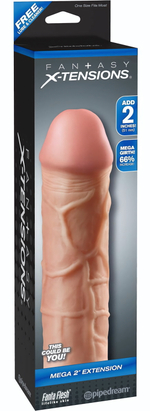 Телесная насадка Mega 2 Extension - 20 см. (Цвет: телесный)