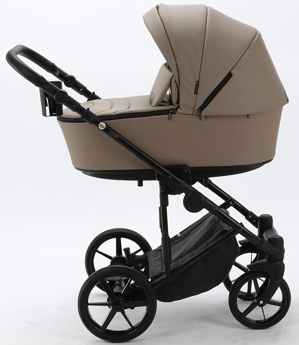 Детская коляска Adamex Zico Deluxe 3 в 1 Z-SA09 ТЕМНО-БЕЖЕВАЯ КОЖА