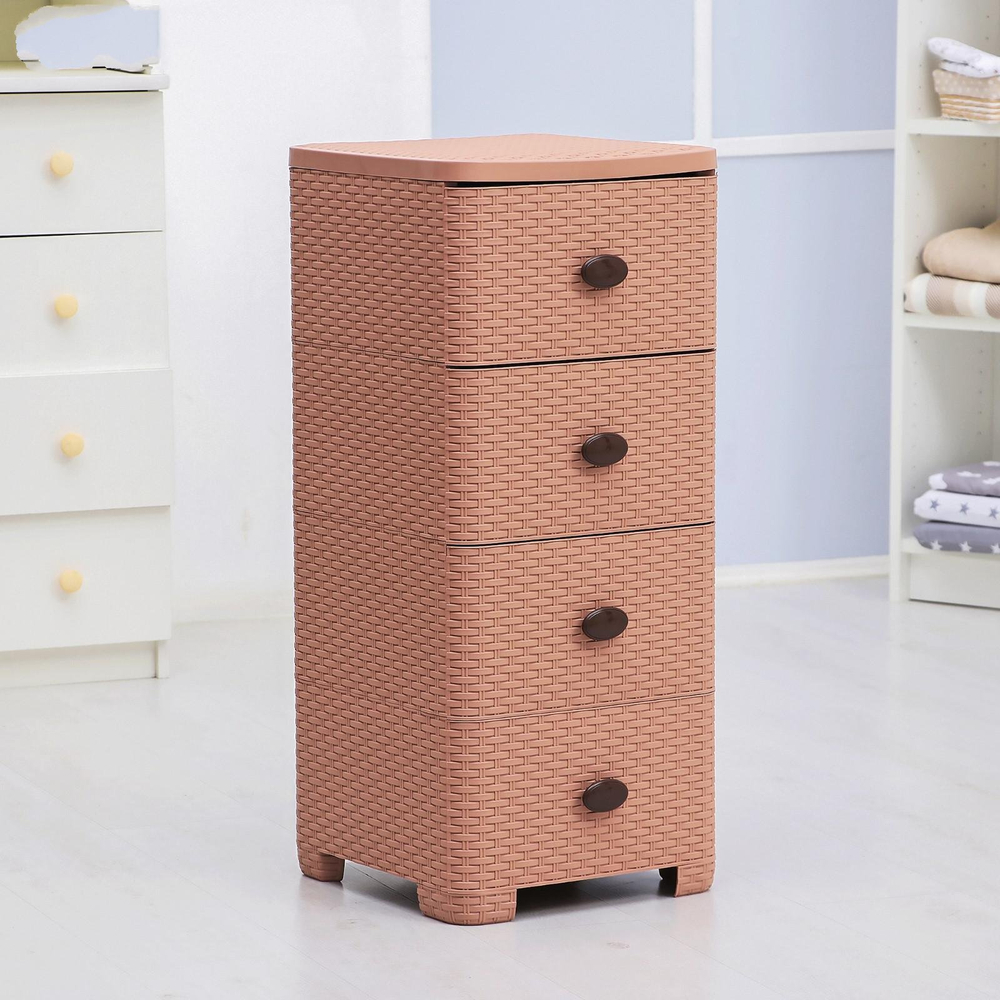 Комод "Плетёнка" 4-х секционный (какао)(уп.1)