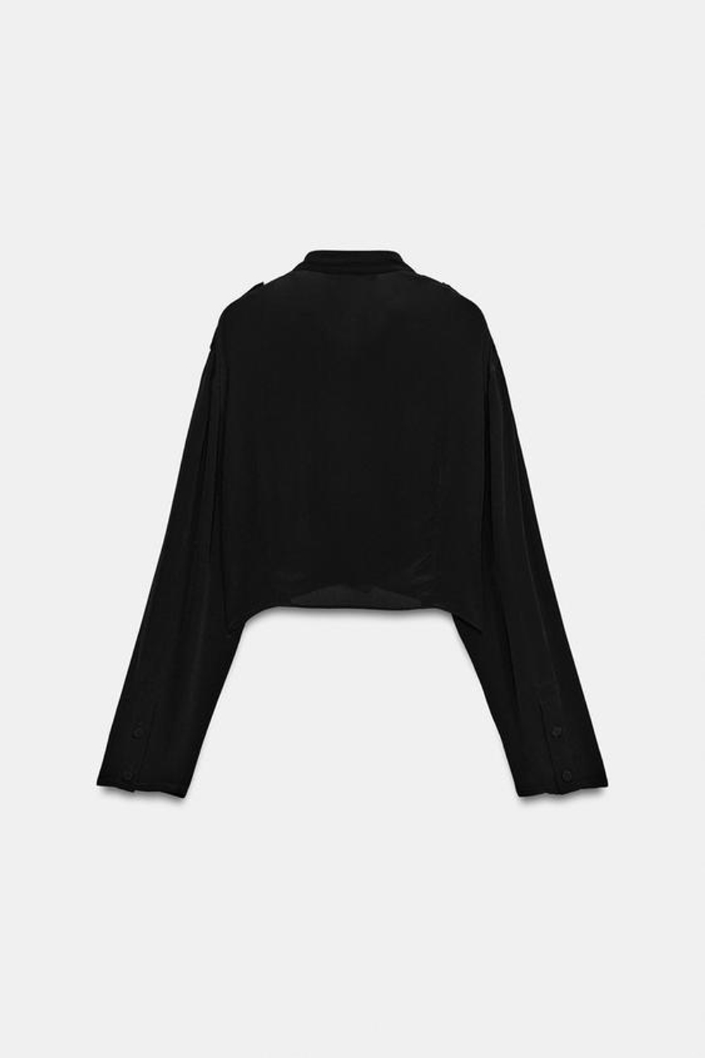 ZARA УКОРОЧЕННАЯ РУБАШКА С ВОЛАНАМИ — ZW COLLECTION, ЧЕРНЫЙ