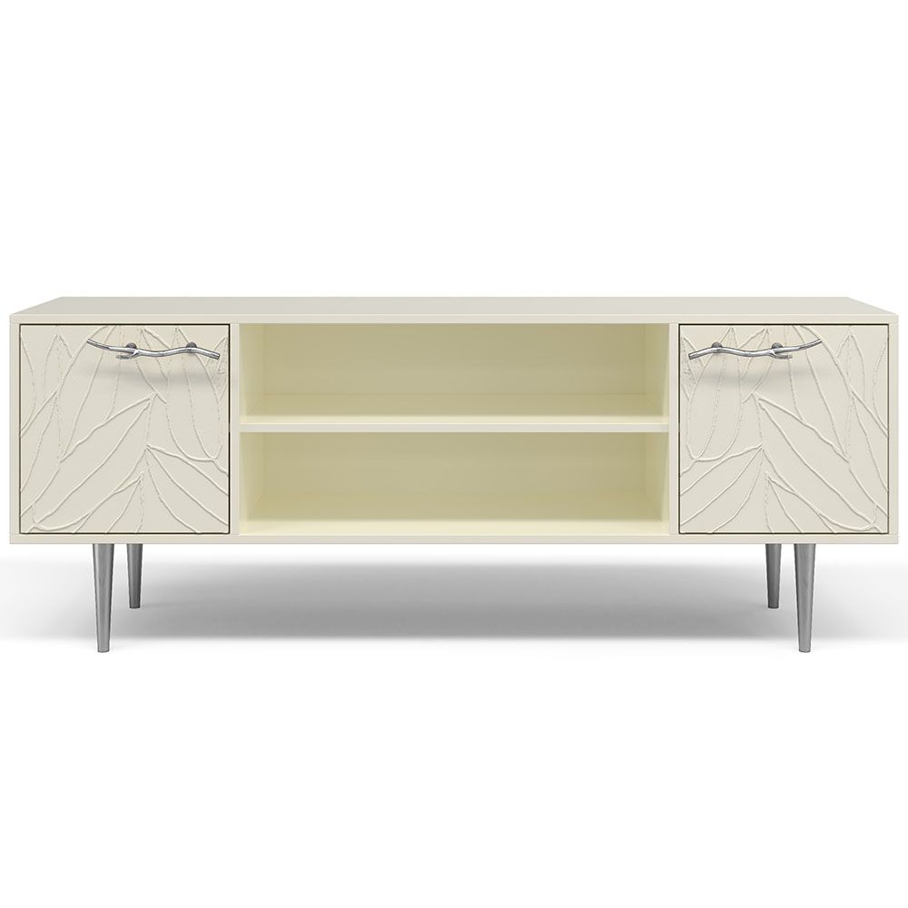Тумба под ТВ Арт Колор leaves 155см Стайл Сильвер Кремовый белый