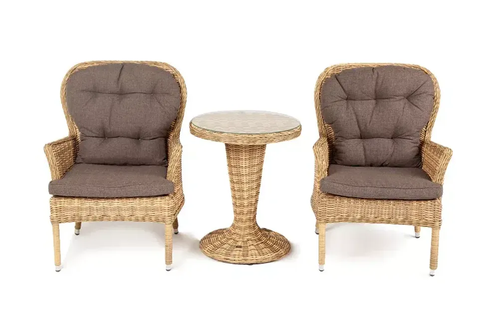 "Алиса" кофейный комплект из искусственного ротанга, цвет соломенный