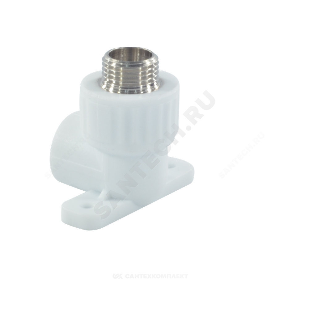 Угольник PP-R комбинированный белый Дн 25х1/2" НР с креплением VALFEX 10121025