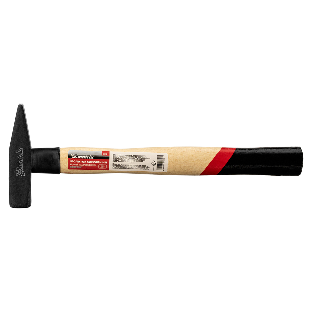 Молоток слесарный, 300 г, квадратный боек, деревянная рукоятка// Matrix