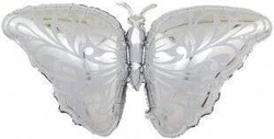 Шар (41""/104 см) Фигура, Бабочка, Серебро, 1 шт. 7п. В127