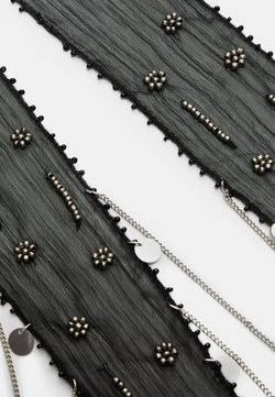 STRADIVARIUS Шарф с бисером, черный