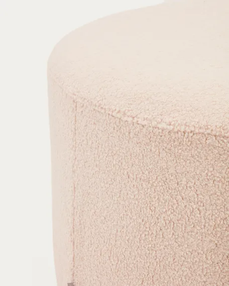 Kaeli Пуф для ног со съемным чехлом из розового букле Ø 90