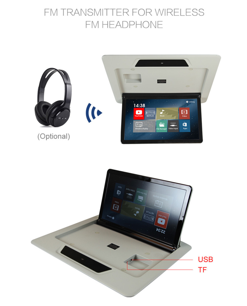 Монитор потолочный для Toyota Alphard - ERGO ER15AFL с экраном 15.6” (1920х1080 FullHD, Android, 3+32Gb) бежевый