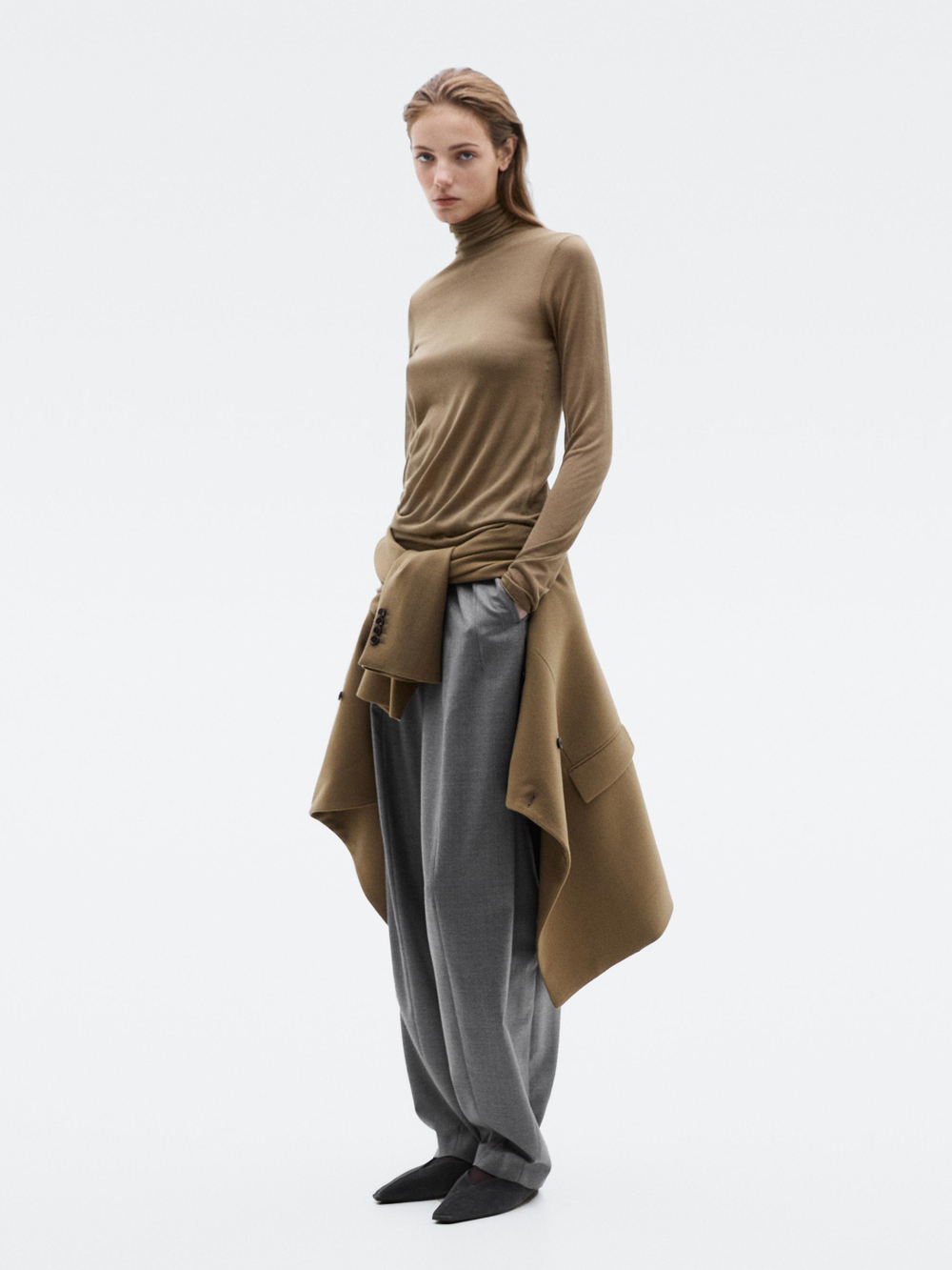 Massimo Dutti Водолазка с воротником-стойкой - Limited Edition, бежевый