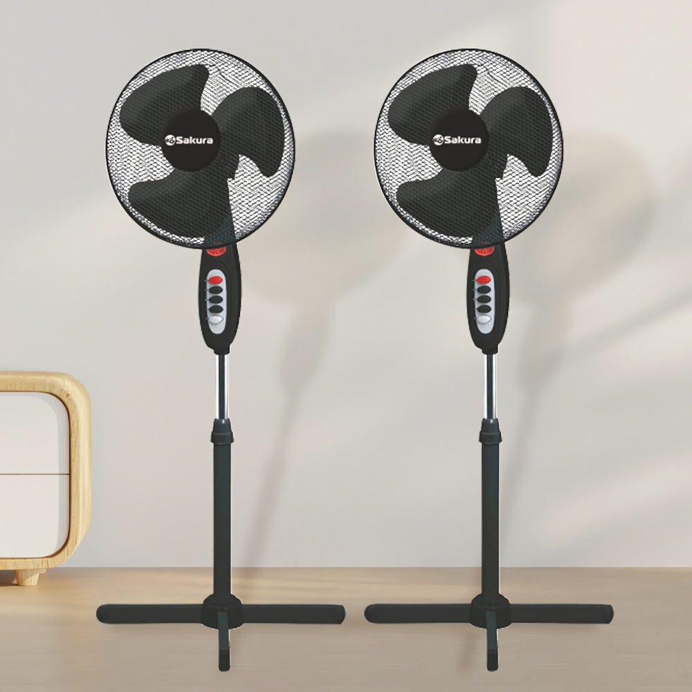 Вентилятор (набор 2шт) напольный SA-12BK (черный с серым)