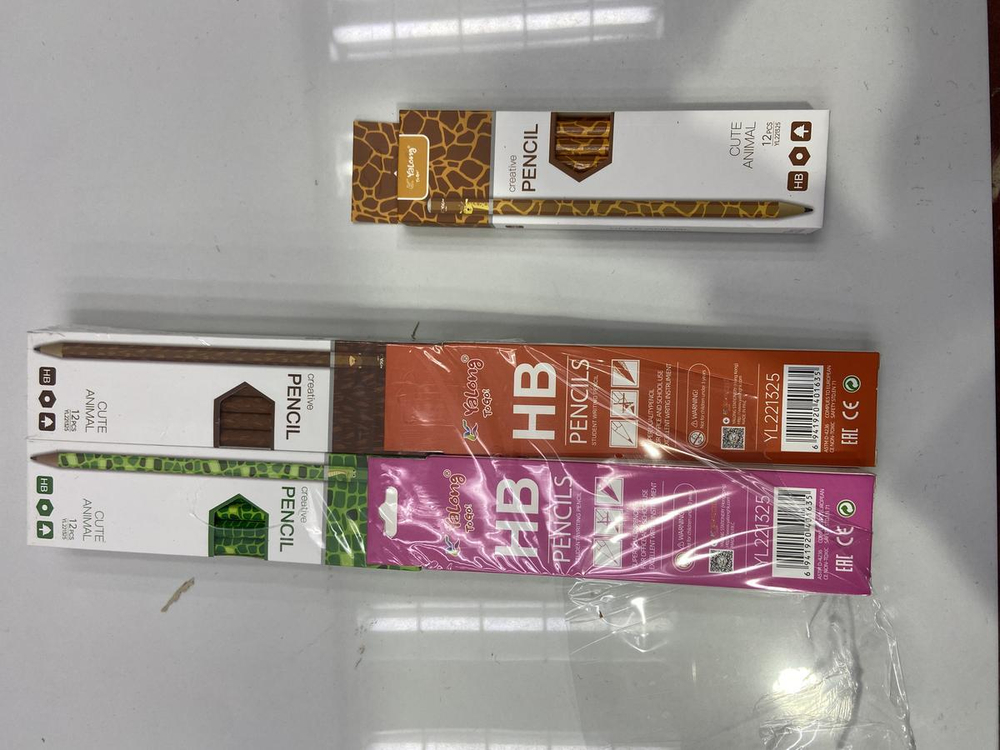 Карандаш ч/г "Животный принт" шестигранный без ластика , 8 видов микс