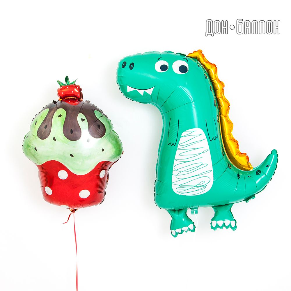 Шар (34''/86 см) Фигура, Динозаврик, Зеленый, 1 шт.