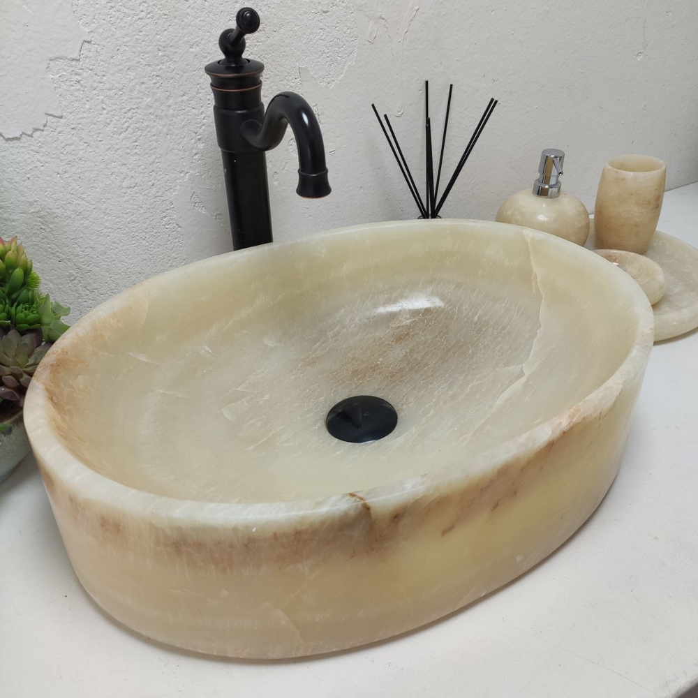 Раковина из оникса Oval Yellow OY-61567 (52*38*14)