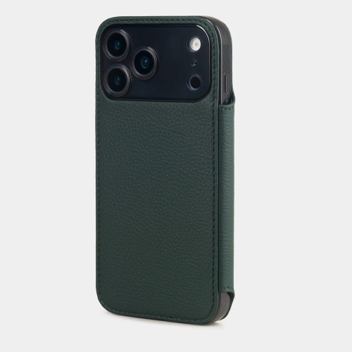 Чехол-книжка для iPhone 17 Pro Max - кожа телёнка, темно-зеленый