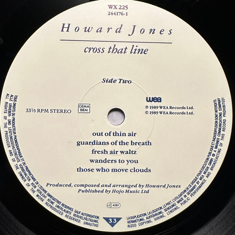 Howard Jones - Cross That Line (Германия 1989г.)