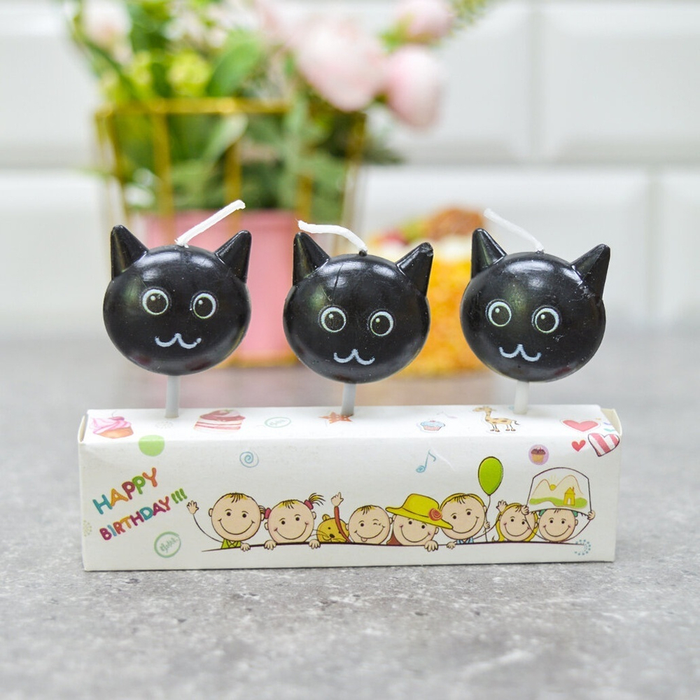 Свечи для торта 3шт 5см "Котики", парафин (105898)