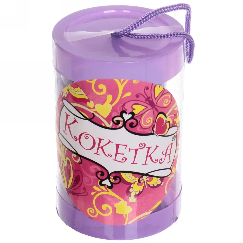 Резинки для волос детские в тубе 9шт «ЗАБАВА», цвет сиреневый, d-4см (наклейка Кокетка)