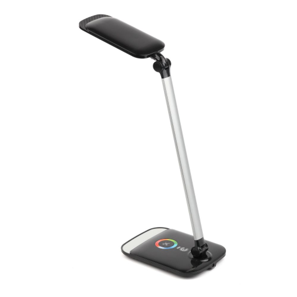 Настольный светильник ЭРА NLED-460-14W-BK-S светодиодный с ночником на основании черный с серебром