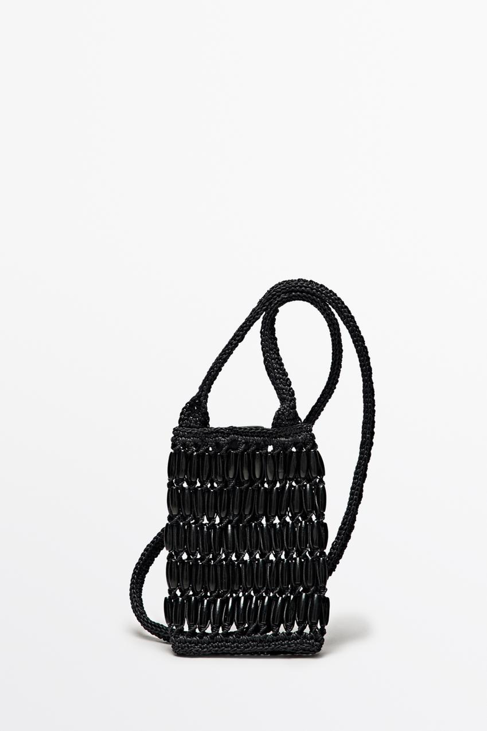 Massimo Dutti Сумка через плечо с деревянными деталями, черный