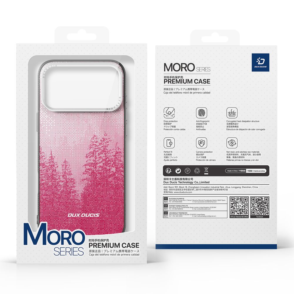 Чехол с MagSafe для смартфона iPhone 17 Pro Max, от Dux Ducis, серия Moro Series Magnetic (дизайнерский рисунок красного цвета)