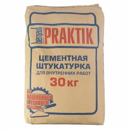 Штукатурка цементная Бергауф Praktik для внутренних работ 30 кг