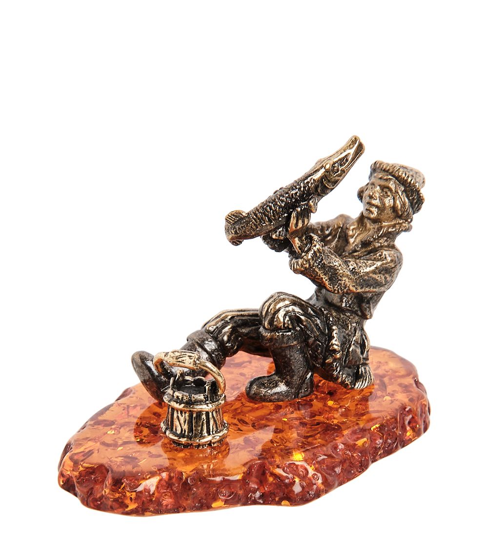 Народные промыслы AM-1982 Фигурка «Емеля» (латунь, янтарь)