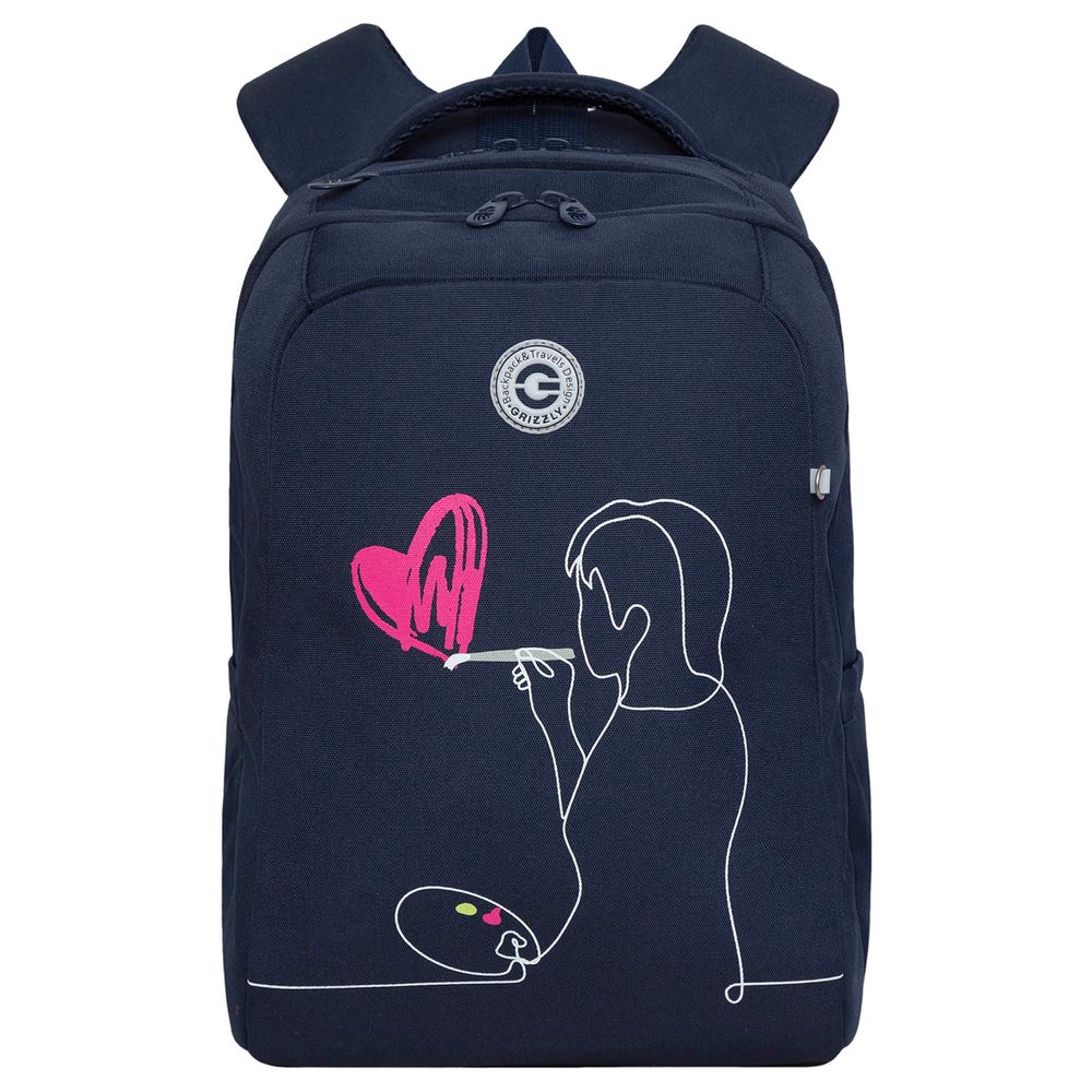 Рюкзак Grizzly, 26*39*17см, 2 отделения, 1 карман, анатомическая спинка, синий