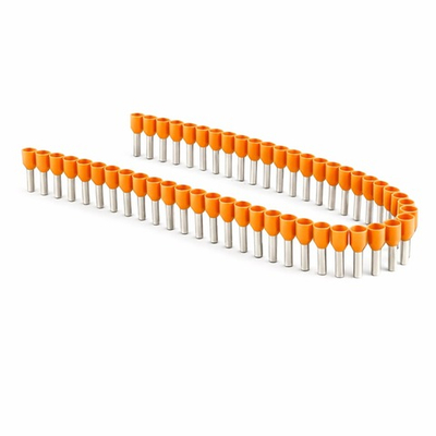 Наконечник-гильза с изолированным фланцем в ленте для кабеля сечением 0,5кв., длина контактной части 8, оранжевый