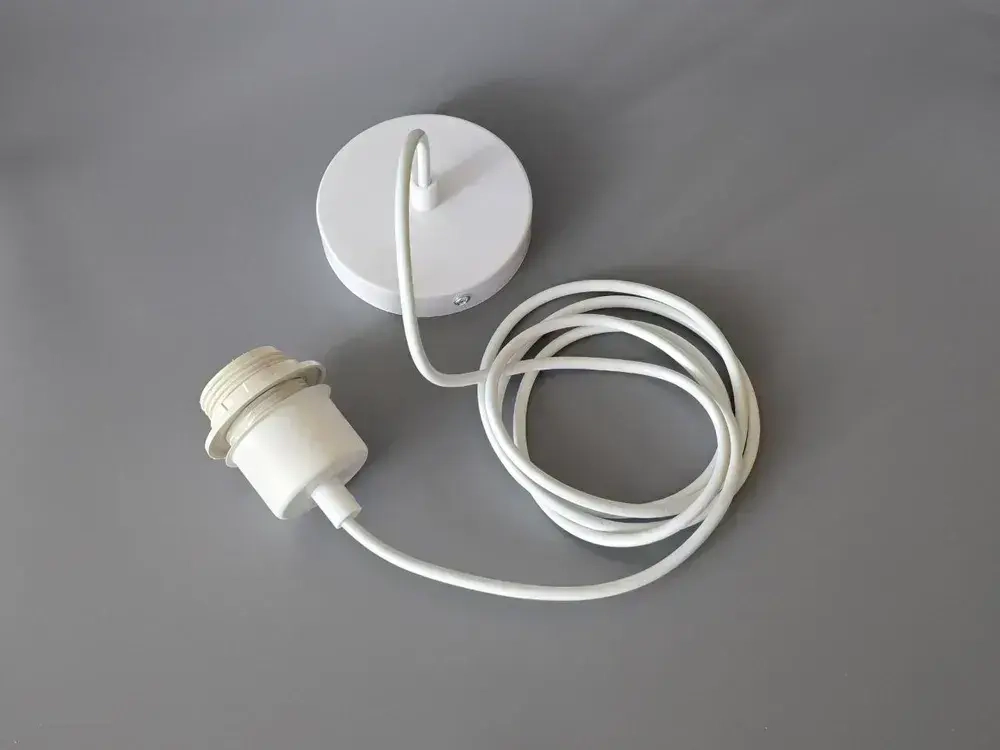 Патрон подвесной Е27 шнур подвес потолочный для светильника и люстры для лампы и абажура декоративный, белый, 1.9м, цоколь Е27, 60 Вт, 1 шт.