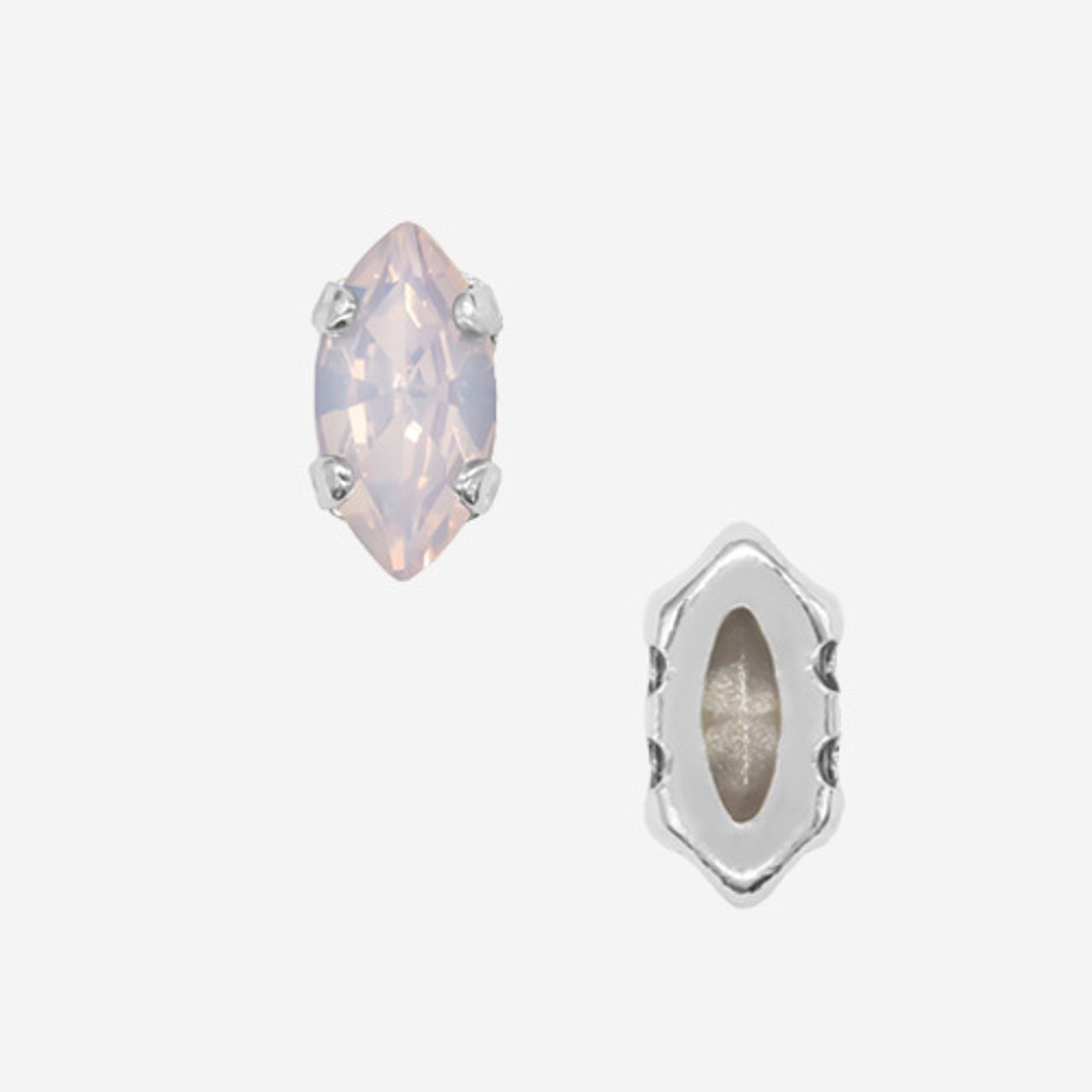 Кристалл Маркиз (Marquise Fancy Stone) в цапах, оттенок "Розовый Опал"/"Rose Water Opal", 6*3мм, родирование