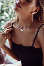 Серьги-трансформеры «Невесомость» с черной шпинелью