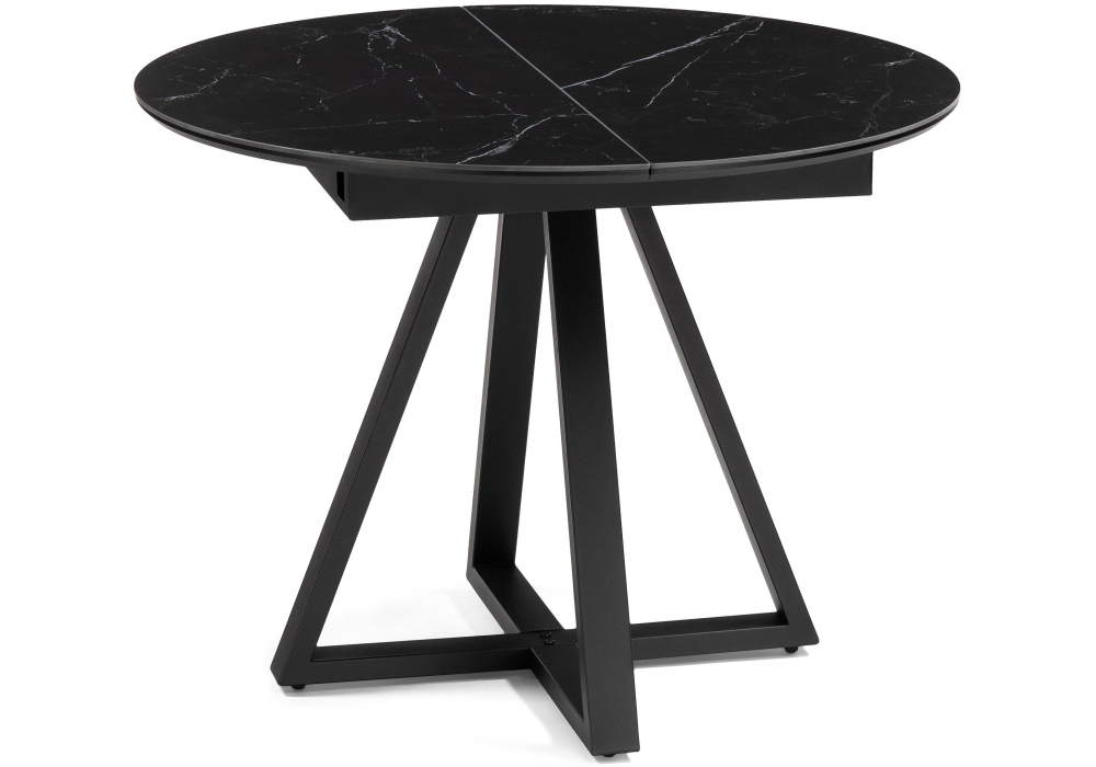 Керамический стол Woodville Нельсон 100(140)х100х76 shakespeare black, черный, ножки черные