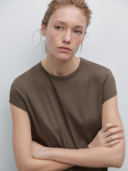 Massimo Dutti Хлопковая футболка, светло-коричневый
