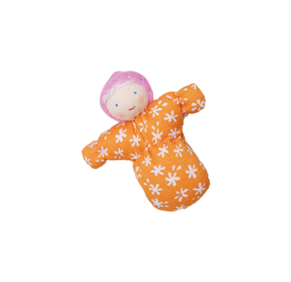 Вальдорфская кукла "Малыш в розовой шапочке", 7 см