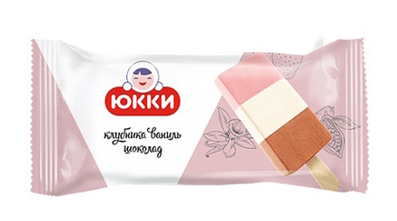 Мороженое эскимо "Трио" Клубника-ваниль-шоколад 65г. Юкки