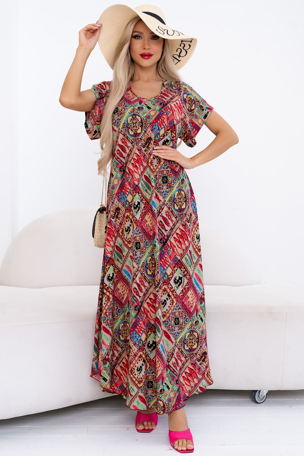 Платье Магия лета (марсала/абстрация) Р11-867/24 Nikol (Акция)