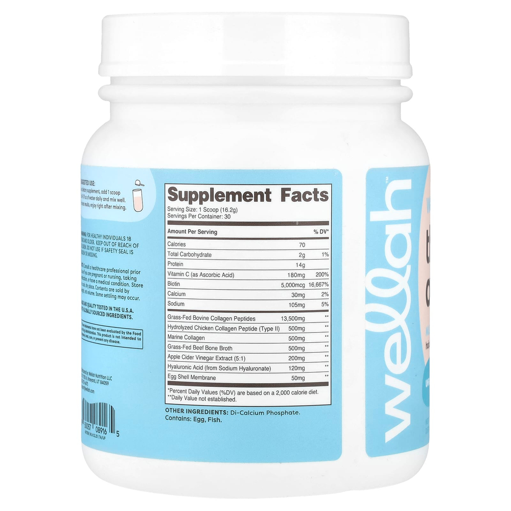 Wellah, The Afterglow, мультиколлагеновый протеин + красота, без добавок, 486 г (1,1 фунта)