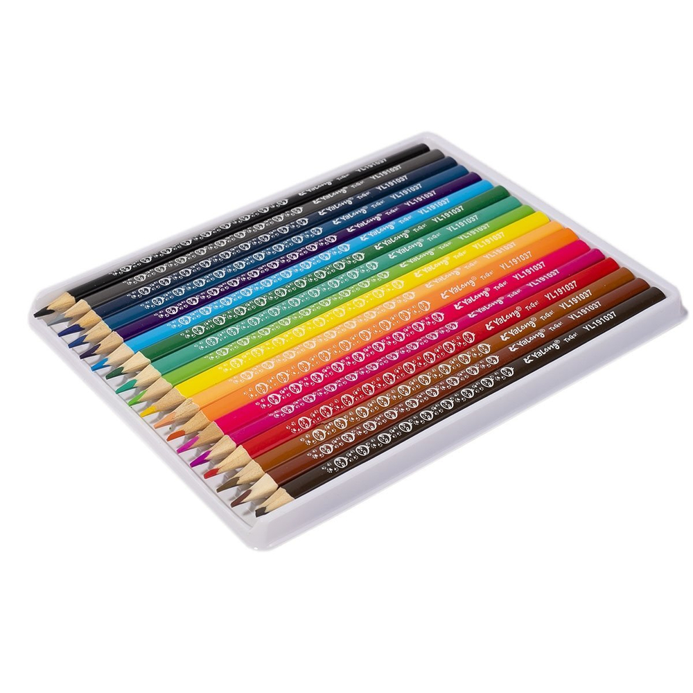 Карандаши цветные Yalong 18 цв., "Сказка" деревянные, трехгранные, заточенные, дизайн на корпусе, грифель 3.0 мм, картон. уп., европодвес