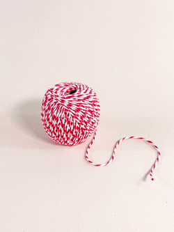 Красно-белый хлопковый шпагат, 50 м (ширина 1,5 мм)