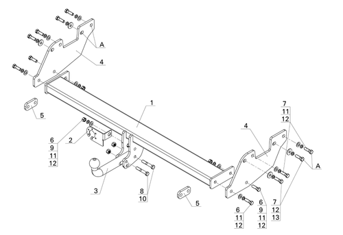 Фаркоп Avtos на TOYOTA HILUX (2015-)(паспорт и сертификат в комплекте)(без электрики)TY 40