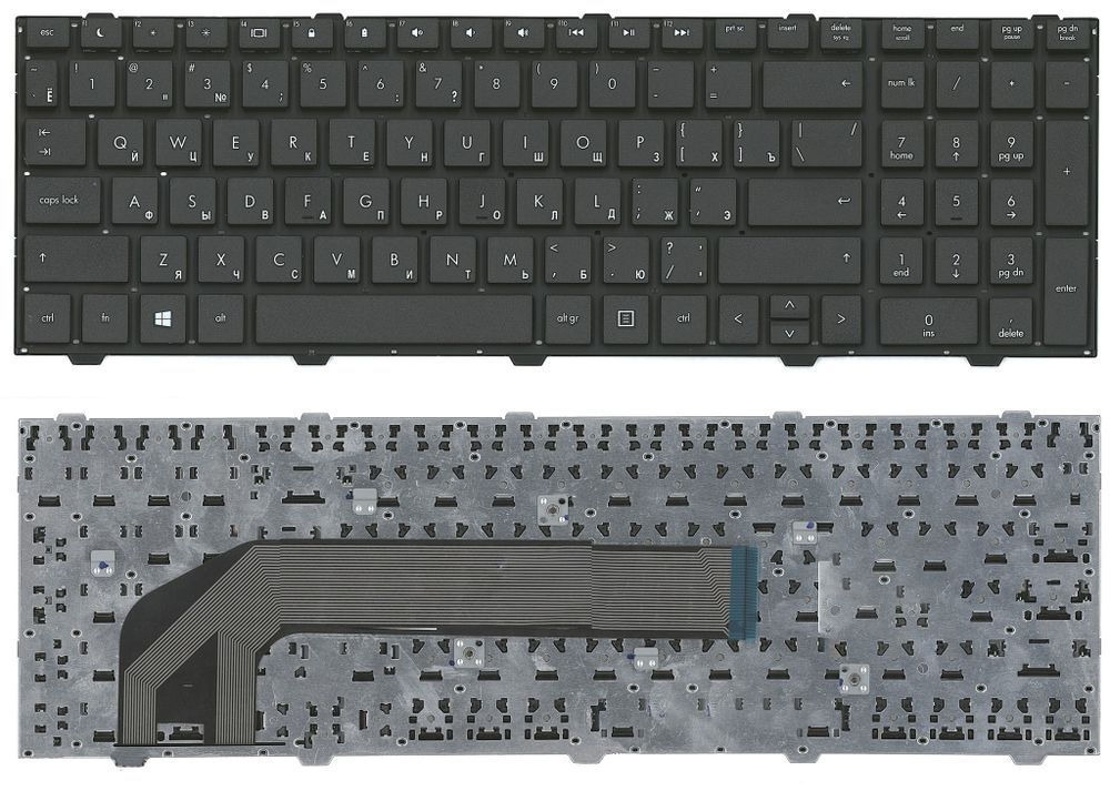Клавиатура для ноутбука HP ProBook 4540s 4545, 4545s Плоский Enter, черная, без рамки