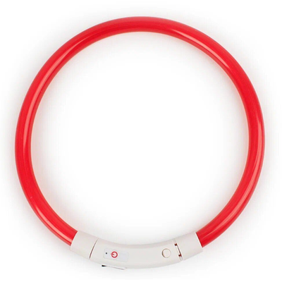 Светящийся ошейник для собак m 40-50см силикон usb-зарядка rich breed ос-1 красный